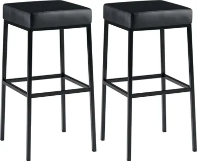 Produktbild von 2er Set Barhocker BIDAN - Kunstleder Schwarz 37x37x78 cm | Barstuhl Mit Lehne Tresenhocker Tresenstuhl Kneipenhocker Kneipenstuhl