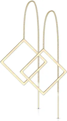 Produktbild von Damen Edelstahl Ohrstecker Ohrringe Ohrhänger Durchzieher Quadrat Autiga® gold