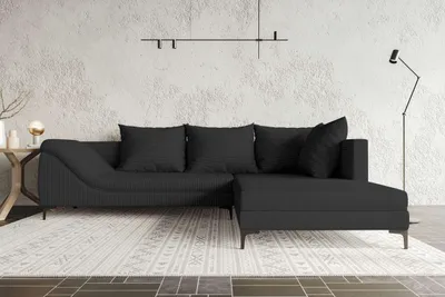Produktbild von 99rooms Loni Ecksofa Cordstoff POSO Schwarz Rechts