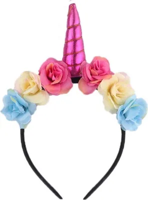 Immagine prodotto di Jumadas Cerchietto con unicorno e fiori rosa – Diadema con unicorno rosa Capelli corna Lolita – Festa dei fiori