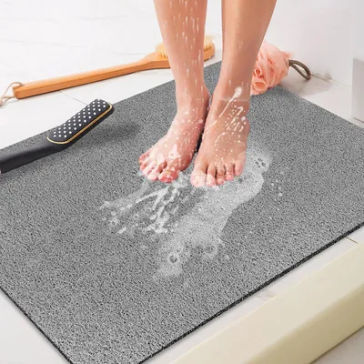Produktbild von Duschmatte rutschfest 80x100 cm Grau PVC mit Ablauflöchern Schnell trocknend
