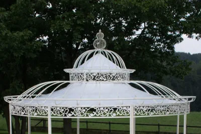 Immagine prodotto di Padiglione con tetto bianco - telone in PVC impermeabile - tetto di ricambio - Ø 350 cm - resistente alle intemperie