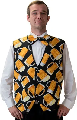 Herren Weste mit Fliege Bier Kostüm Gr. 54-58 Oktoberfest Alkohol Bierweste Fasching Karneval JGA Männertag Mottoparty