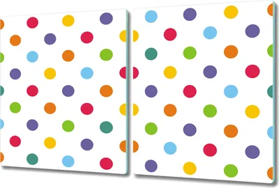 Produktbild von Glas-Herdabdeckplatte Glaskeramikkochfeld-Abdeckung Spritzschutz - 2x 40x52 cm - Bunte Punktemuster