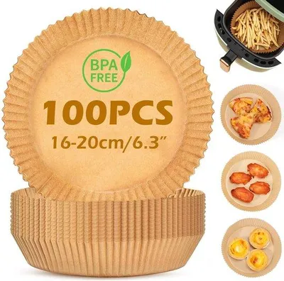 Produktbild von Airfryer-Bakpapier-Set 16-20 cm, Oliebestendig, Wasserfest, für Heteluchtfriteuse und Mikrowelle
