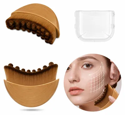 Image de INF Brosse de massage lymphatique visage en nylon avec housse 2 pièces Or