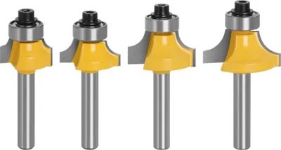 Obrázok produktu pre INF 4 ks Sada fréz na zaoblené rohy – 6 mm/6,35 mm stopka, rezačka na drevo