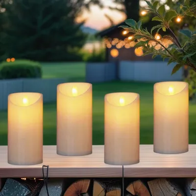 Zdjęcie produktu dla zestaw 4 zabytkowych świec LED z prawdziwego wosku 15 cm