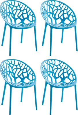 Produktbild von CLP 4er Set Gartenstuhl Hope, Modernes Design, Wetterfest, Stapelbar, Mit Armlehnen blau