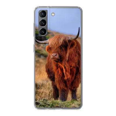 Produktbild von MuchoWow® Handyhülle Schutzhülle Hülle für Samsung Galaxy S21 Schottische Highlander - Gras - Steine Silikon Softcase Handy Hülle - Softcase
