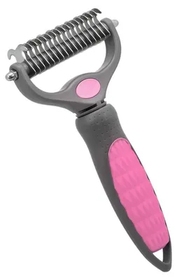 Immagine prodotto di Spazzola per sottopelo, adatta a cani e gatti, a doppia faccia, con 9 e 17 setole rotonde, colore rosa