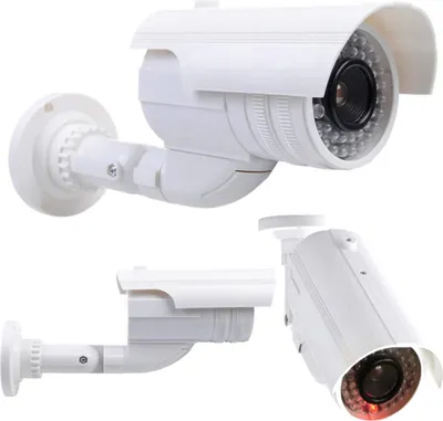 Produktbild von Überwachungskamera-Attrappe Dummy-Kamera, Überwachungskamera Attrappe mit blinkendem LED, in wettergeschütztem Gehäuse, Fake-CCTV-Sicherheitskamera schwenkbar für In- und Outdoor