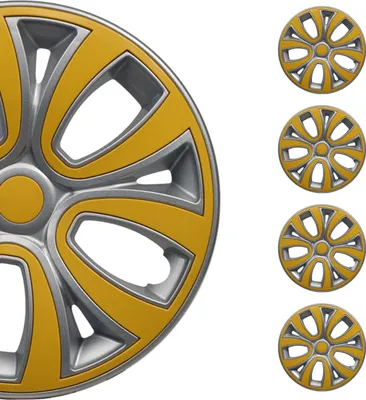 Immagine prodotto di Coprimozzi da 16 pollici grigio e giallo set di 4