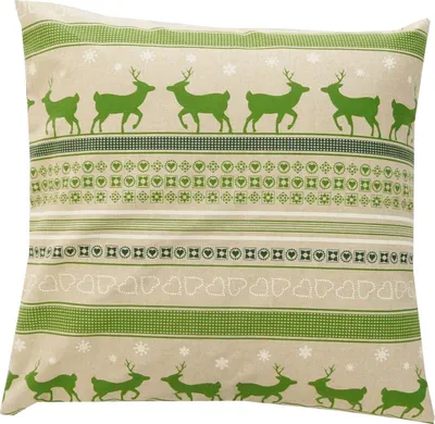 Produktbild von Schöner Leben Kissen Kissenhülle Rentier Streifen grün 50x50cm