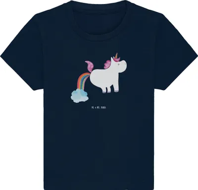 Produktbild von Mr. & Mrs. Panda Babyshirt Einhorn Pupsen 24. - 36. Monat - French Navy - Geschenk,  T-Shirt, Lustig, Unicorn, Spaß, Glitzer, Regenbogen, Baby Shirt, Baumwollshirt
