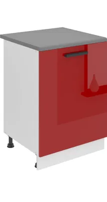 Produktbild von Belini Unterschrank Küche, Küchenunterschrank 60 cm Breite. SD Küchenunterschrank mit Arbeitsplatte. Küchenschrank mit 1 Tür, Rot Hochglanz