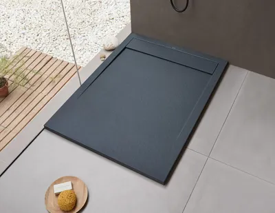 Produktbild von SANYCCES CLEVER Rechteckige Duschwanne Mineralwerkstoff rutschfest 140 x 70 cm, anthrazit