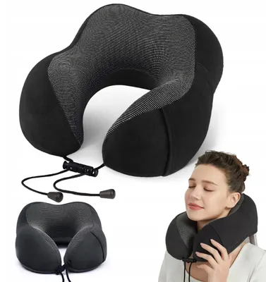Produktbild von Reisekissen für den Nacken aus Memory-Schaum, Croissant-Form, schwarz