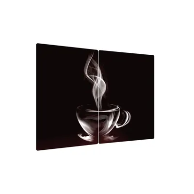 Zdjęcie produktu dla Szklana deska do krojenia KAWA FILIŻANKA KAWY 2 sztuki 30x52cm deska kuchenna płyta ochronna taca szklana