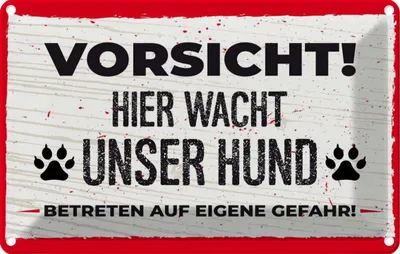 Produktbild von vianmo Blechschild 20x30 cm Vorsicht! Hier wacht uner Hund! Hund