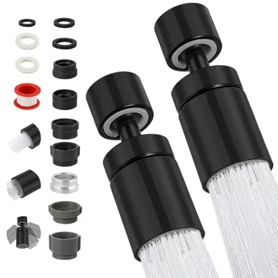 Immagine prodotto di 2 soffioni per rubinetto da cucina, girevoli a 360°, colore nero