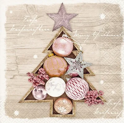 Produktbild von PAPER+DESIGN 500266 Paper+Design Weihnachts Cocktailservietten "Eingerahmte Kugeln" - 25 x 25 cm