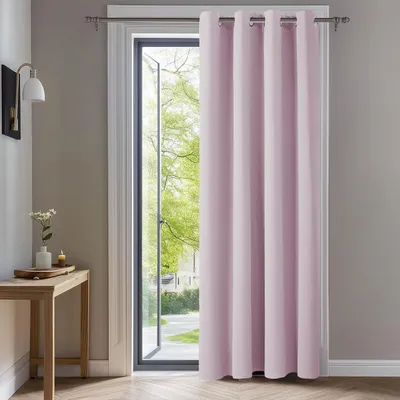 Produktbild von Vorhang blickdicht Ösen Gardine Kinderzimmer Thermogardine Kälteschutz 240x140 cm Hellpink 1 Stück
