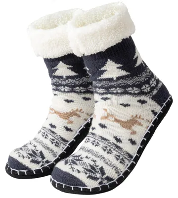 Produktbild von Warme Hausocken Damen Hüttensocken Rutschfeste Socken - Gr. 4-6 - Winter - Rutschfeste Sohle - Warm und dick