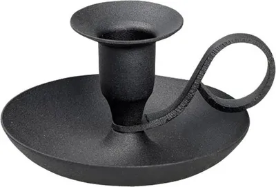 Produktbild von Handleuchter Klassik Kerzenhalter Schwarz H 5cm Eisen Matt Kerzen Ø2cm
