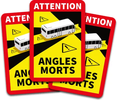 Produktbild von Angles Morts Aufkleber 25x17 cm – Frankreich Toter Winkel Sticker für LKW, Bus & Wohnmobil R144 Bus 3 Stück