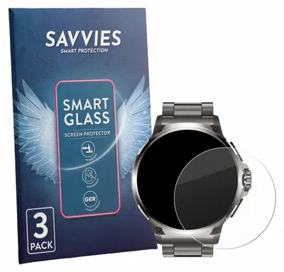 Produktbild von 3x Savvies Schutzglas Folie für Fosmet Smartwatch 1.92" 9H Panzer Schutzfolie Glas Displayschutz klar transparent