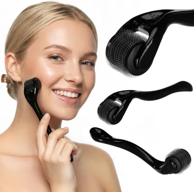 Obrázek produktu pro Gymtek® Derma Roller, nástroj pro péči o obličej a pleť, mikrojehličkový váleček pro hladkou pleť - domácí péče o pleť