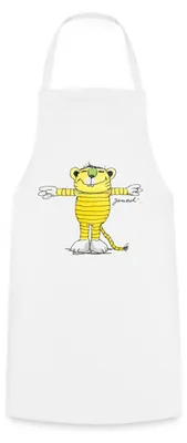 Produktbild von Spreadshirt Janosch Tiger Pose Kochschürze, One size, Weiß