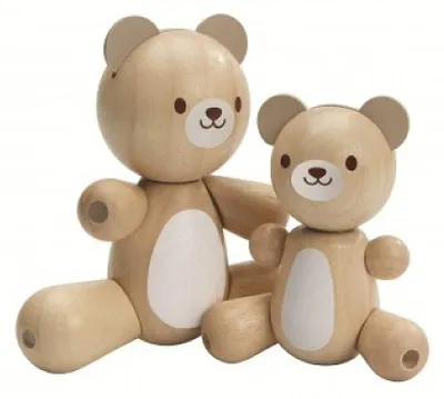 Image de Plan Toys Coffret maman et bébé ours en bois
