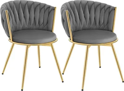 Produktbild von WOLTU Esszimmerstühle, Metallrahmen, ergonomisch, 360° drehbar, Samtsitz : Dunkelgrau 2 Farbe: Dunkelgrau Stückzahl: 2