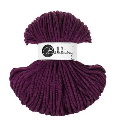 Produktbild von Bobbiny Premium Baumwollkordel glänzend 5 mm 100 m Handarbeitsmaterial Aubergine