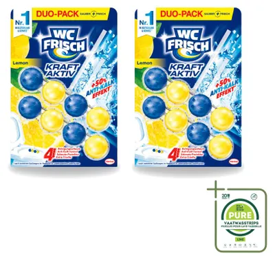 Produktbild von 2 x WC-Frisch Kraft Aktiv Toiletblock Zitrone - Anti-Kalk - Großpackung - 2 Stücke