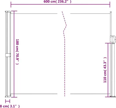 Obrázok produktu pre vidaXL Výsuvná bočná markíza Tmavo zelená 180x600 cm