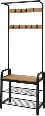 Produktbild von Hoppa! Garderobe mit Schuhablage | Braun/Schwarz - Metall - 33 x 72 x 183