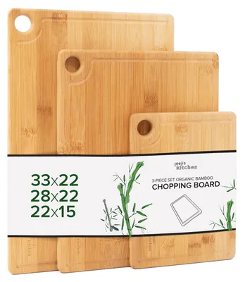 Schneidebrett-Set aus Bambus, 3-teilig, mit Saftrille