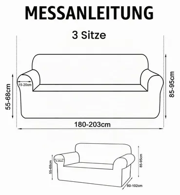 Produktbild von Sofabezug Wasserdicht 3 Sitzer Hellgrau 180-203cm