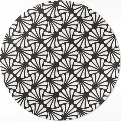Produktbild von Geometrische Ginkgoblätter Art Deco Glamour – Vinyl Fußmatte – Ø 60cm – Rutschfest – Pflegeleicht & Langlebig