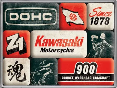 Produktbild von Nostalgic-Art - 9tlg. Magnetset - Kawasaki - Motorcycles Since 1878