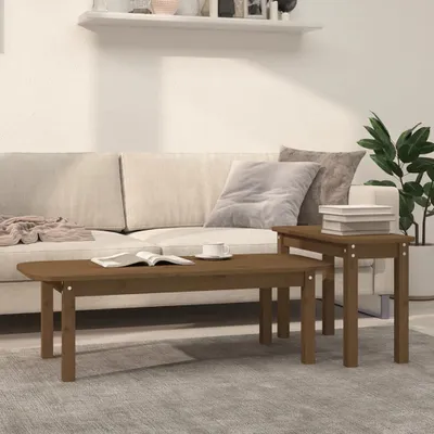 Obrázok produktu pre Maison Exclusive – 2-dielna sada konferenčných stolíkov medovo hnedá masívna borovica