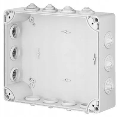 Produktbild von Industrieller hermetischer Kasten n/t 342x282x115mm IP55 mit 14 Kabelverschraubungen grau 2723-02