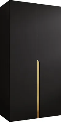 Produktbild von MIRJAN24 Kleiderschrank Mila 1 100, Schlafzimmer, Kleiderschrank, mit zwei Drehturen und mit Kleiderstange, Modern, Garderobenschrank (Farbe: Schwarz + Gold)
