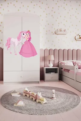 Image de Armoire à vêtements pour enfants Babydreams Armoire à portes battantes Princesse I Blanc