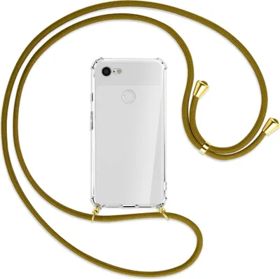 Produktbild von Handykette Backcover-Schutzhülle mit Band (Metall goldfarben) für Google Pixel 3 XL - khaki