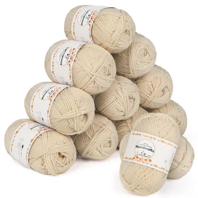 Obrázok produktu pre Priadza na háčkovanie, bavlna, 5-nitá, 600 g (12 x 50 g), farba: khaki, biela