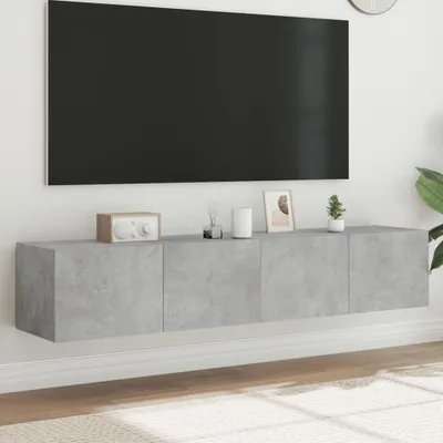 Produktbild von Maison Exclusive - TV-Wandschränke mit LED-Leuchten 2 Stk. Betongrau 80x35x31 cm